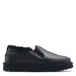 Stitch Slip On Leather Black